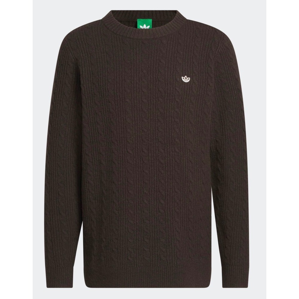 ADIDAS Originals Mens CableKnit Sweater Brown Golf JW9864 Size Large $220